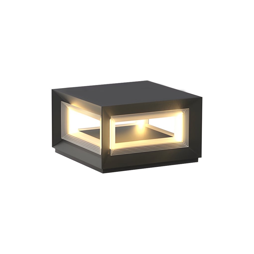 Creative Square Frame Waterproof Black Modern Solar Fence Post Lights - Lamp Outdoor