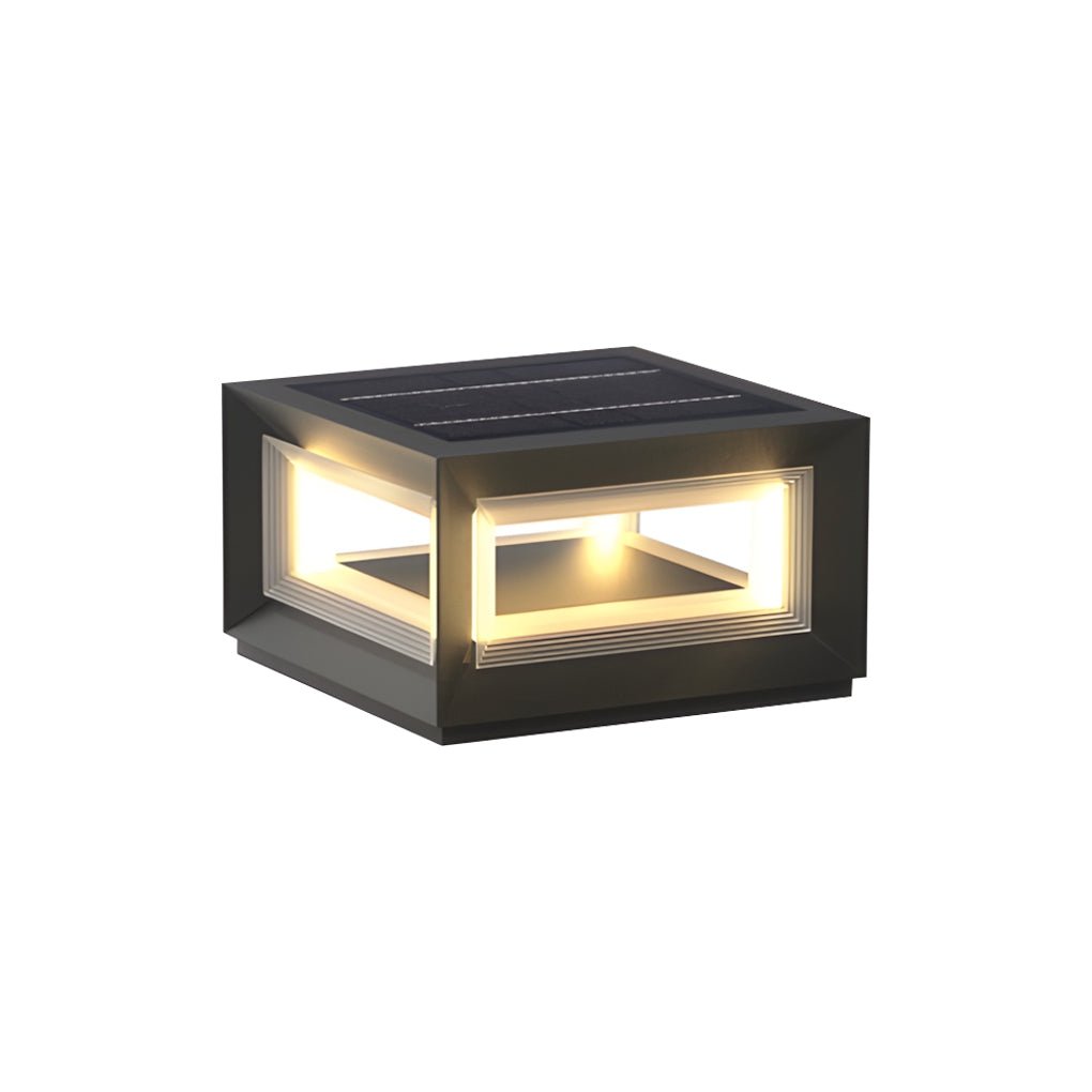 Creative Square Frame Waterproof Black Modern Solar Fence Post Lights - Lamp Outdoor