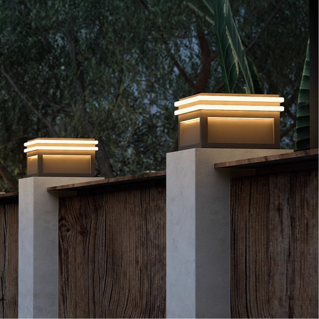 Waterproof Metal Pillar Lights Square Minimalist Style - Lamp Outdoor