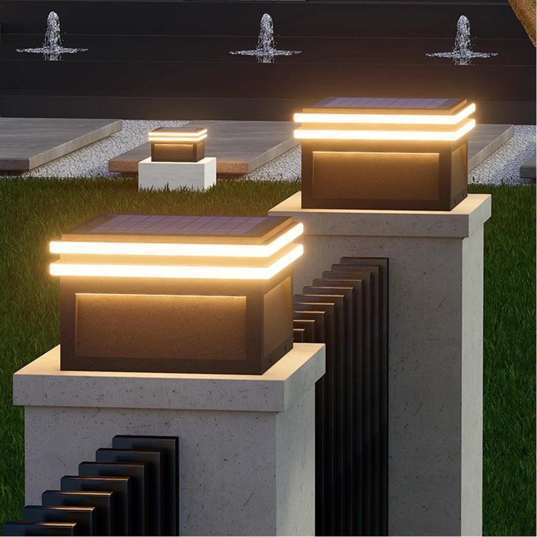Waterproof Metal Pillar Lights Square Minimalist Style - Lamp Outdoor