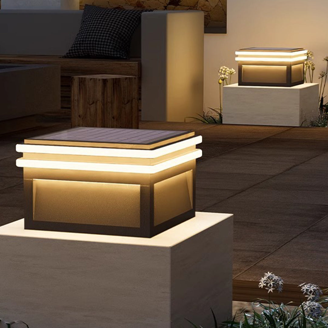 Waterproof Metal Pillar Lights Square Minimalist Style - Lamp Outdoor