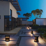 Modern Outdoor Cylinder Lawn Lamp - LED Solar & Hardwired Options - Lamp Outdoor