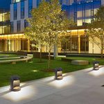 Modern Outdoor Cylinder Lawn Lamp - LED Solar & Hardwired Options - Lamp Outdoor