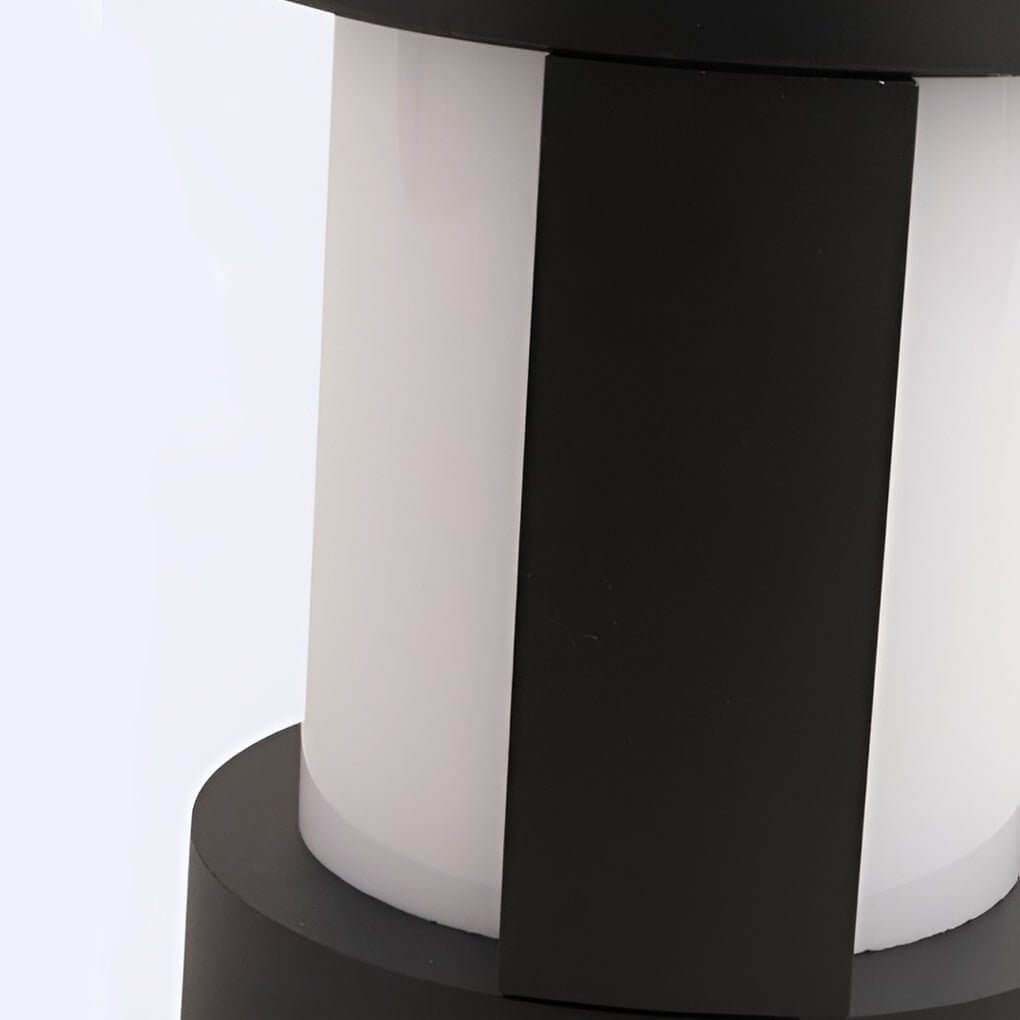 Black Cylindrical LED Pathway Bollard Lights Solar and Wired Outdoor Lighting Solutions - Lamp Outdoor