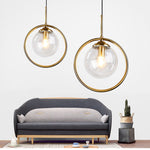 Zoey Glass Pendant Light with a Metal Ring - Lamp Outdoor