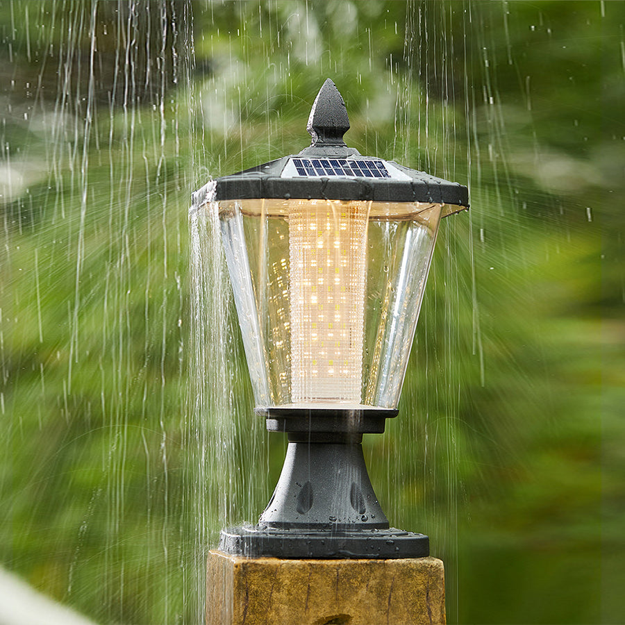 LED Solar Power Pillar Lights Waterproof Pyramid - Lamp Outdoor