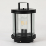 Striped Glass Cylindrical Waterproof Portable Solar Outdoor Lanterns - Lamp Outdoor