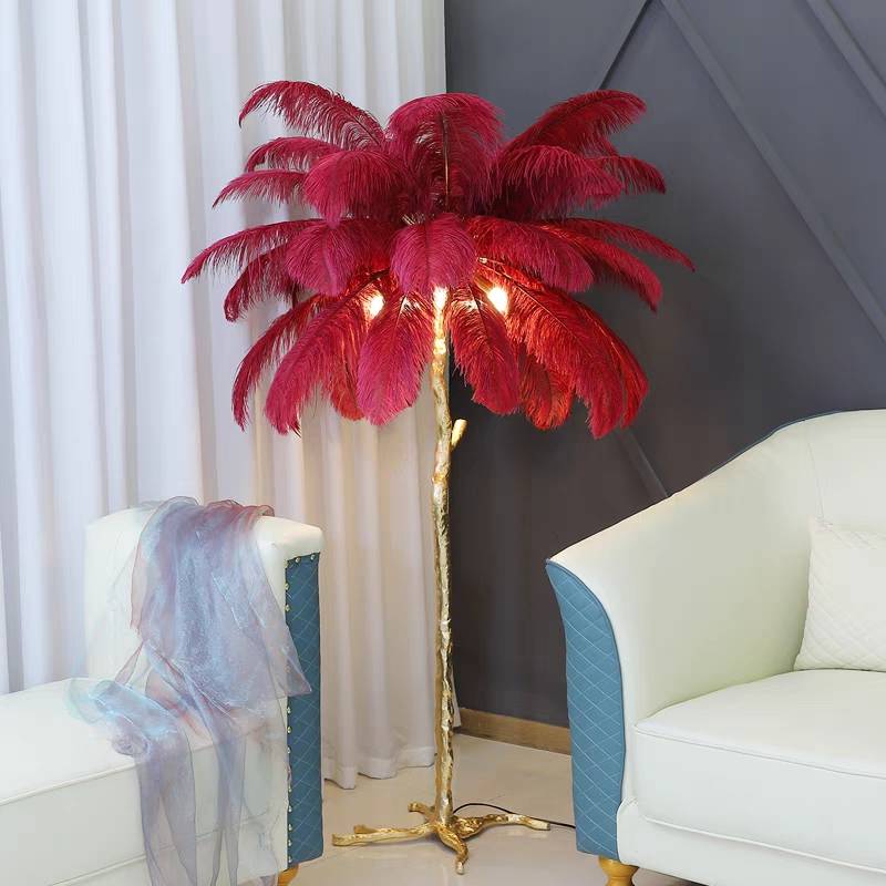 O'Moore Nordic Luxury Unique Ostrich Feather Floor Lamp/Table Lamp - Lamp Outdoor