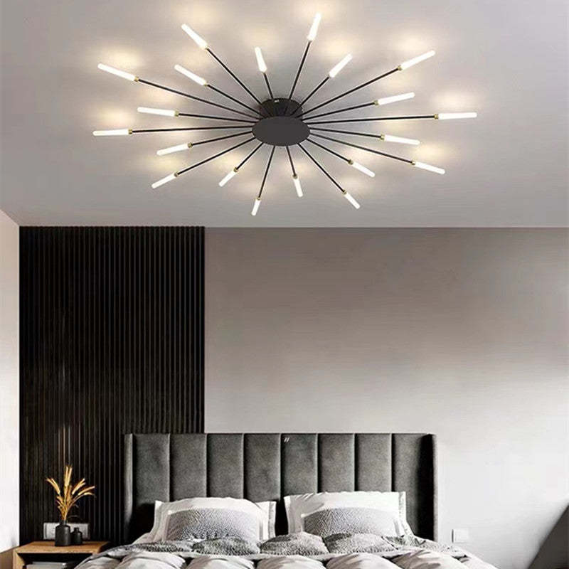 Wesley Flush-Mount Ceiling Light Fireworks, Black/Gold - Lamp Outdoor