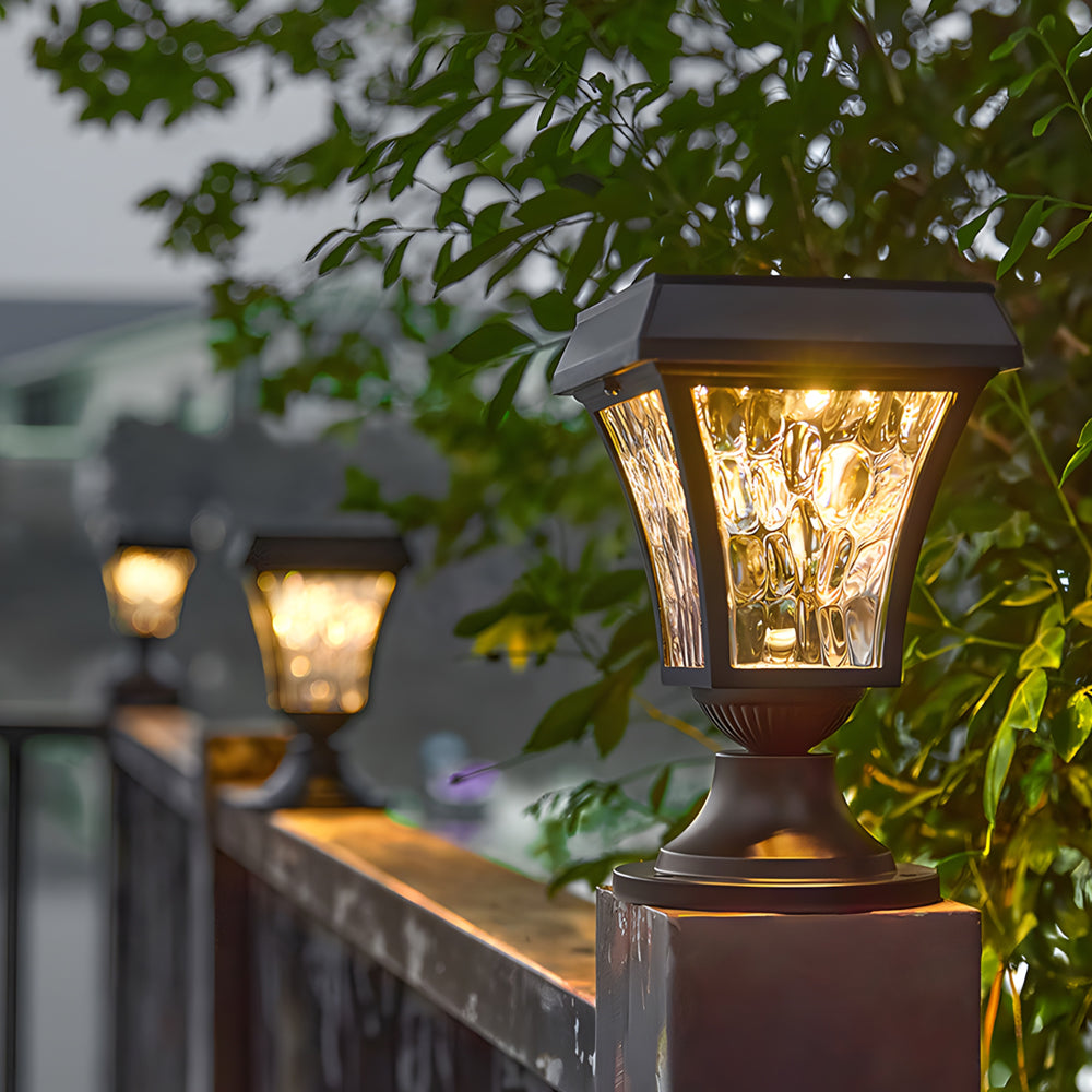 LED Solar Pillar Lights Outdoor Waterproof Cast Aluminum - Lamp Outdoor
