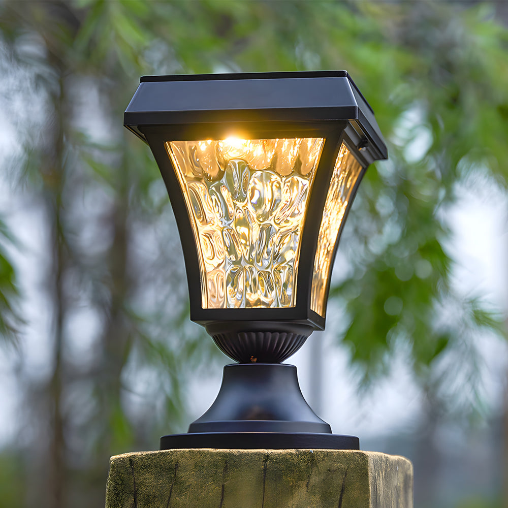 LED Solar Pillar Lights Outdoor Waterproof Cast Aluminum - Lamp Outdoor