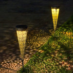 Decorative Solar-Powered Garden Stake Lights 2 Pack with Floral Patterns - Lamp Outdoor