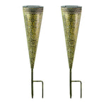 Decorative Solar-Powered Garden Stake Lights 2 Pack with Floral Patterns - Lamp Outdoor