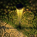 Decorative Solar-Powered Garden Stake Lights 2 Pack with Floral Patterns - Lamp Outdoor