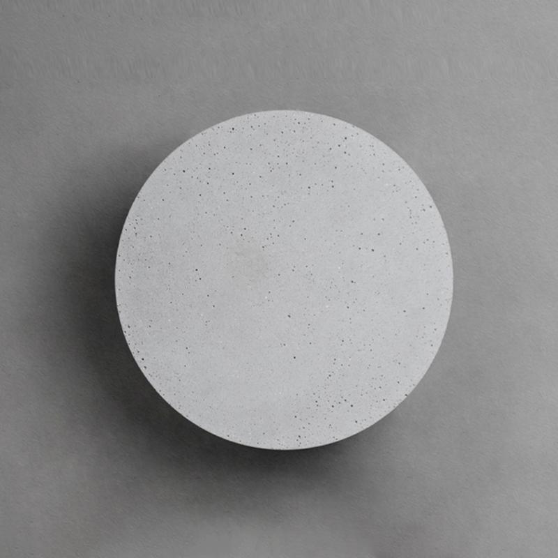 Outdoor Round Gray Concrete LED Wall Flush Lights Accent Landscape Lighting - Lamp Outdoor