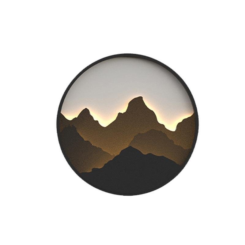 Round Mountain Scenery Decor LED Waterproof Rustic Outdoor Wall Lights - Lamp Outdoor