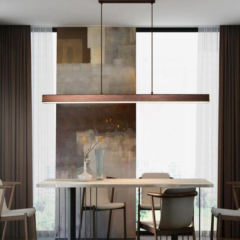 Thala Modern Linear Metal LED Pendant Light Black/Brown - Lamp Outdoor