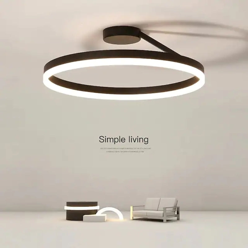 Solen Modern Circle Flush Mount Ceiling Light, Black & White - Lamp Outdoor