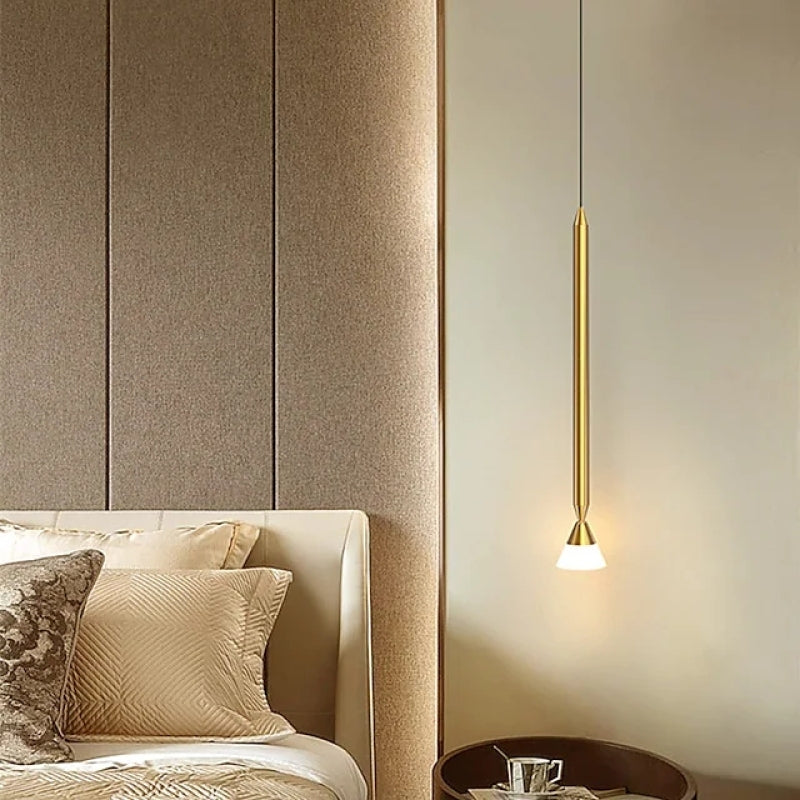 Auri Linear Metal Pendant Light Bedside, Black & Gold - Lamp Outdoor
