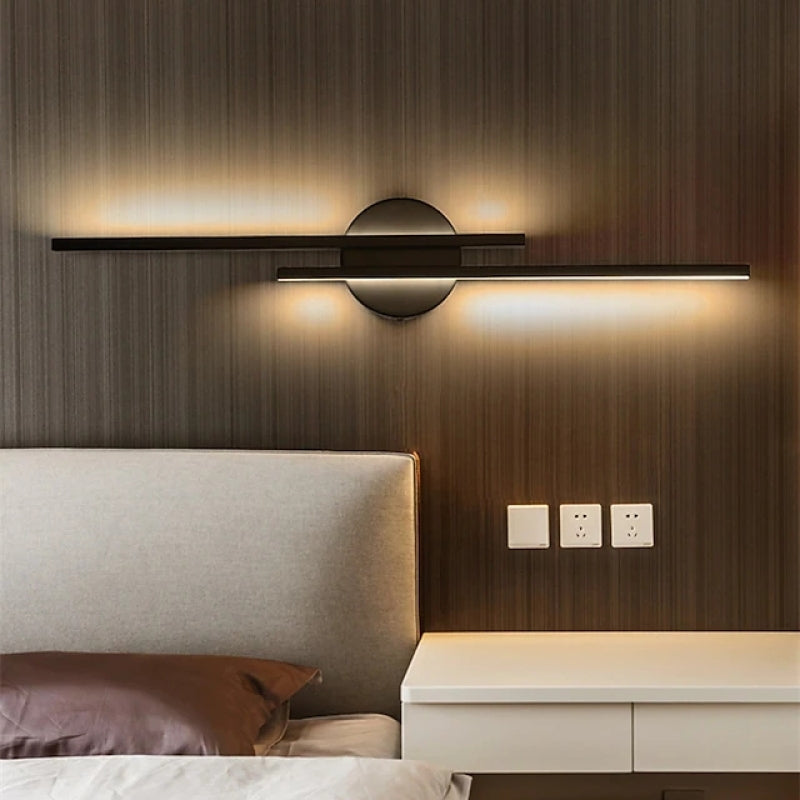 Elgo Modern Nordic Disc/Linear Metal LED Wall Lamp, Black/White - Lamp Outdoor