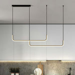 Clen Modern Linear Pendant Light Double Frame, Black/Gold - Lamp Outdoor