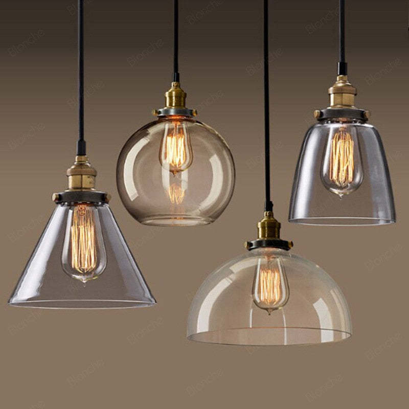 June Industrial Glass Pendant Light Clear/Amber/Smoke Grey - Lamp Outdoor