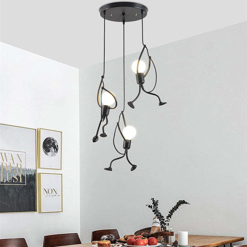 Miro Retro Modern Iron Man Pendant Light, Black - Lamp Outdoor