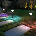 Elegant Black Solar LED Pathway Lights with Water Ripple Design - 27.6 Inch Height - Lamp Outdoor