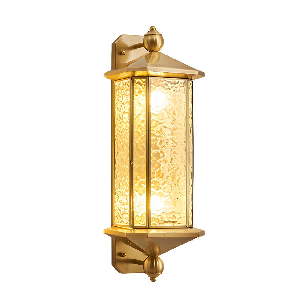 Elegant Brass Glass Lantern Copper Outdoor Wall Light - Lamp Outdoor