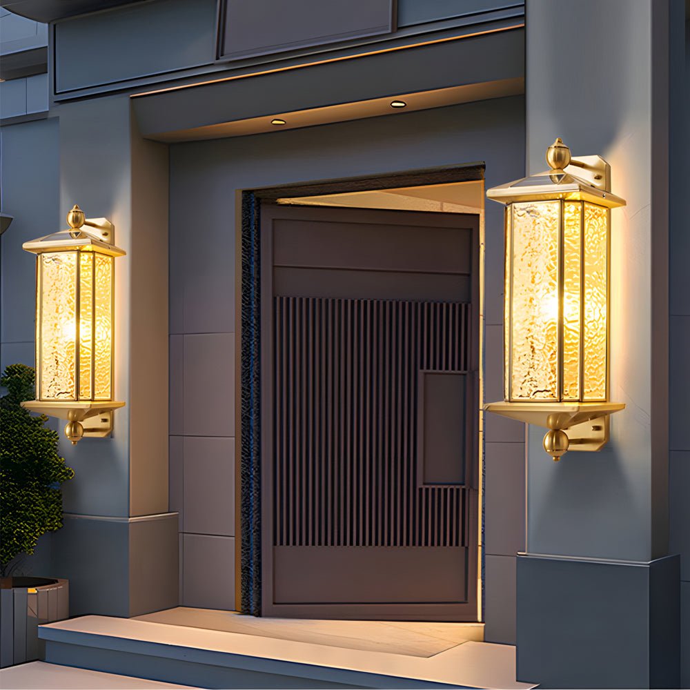 Elegant Brass Glass Lantern Copper Outdoor Wall Light - Lamp Outdoor