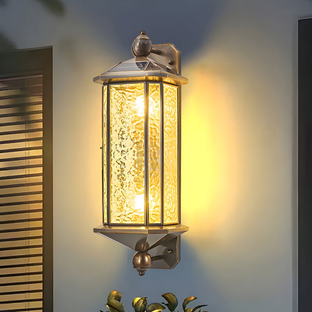 Elegant Brass Glass Lantern Copper Outdoor Wall Light - Lamp Outdoor