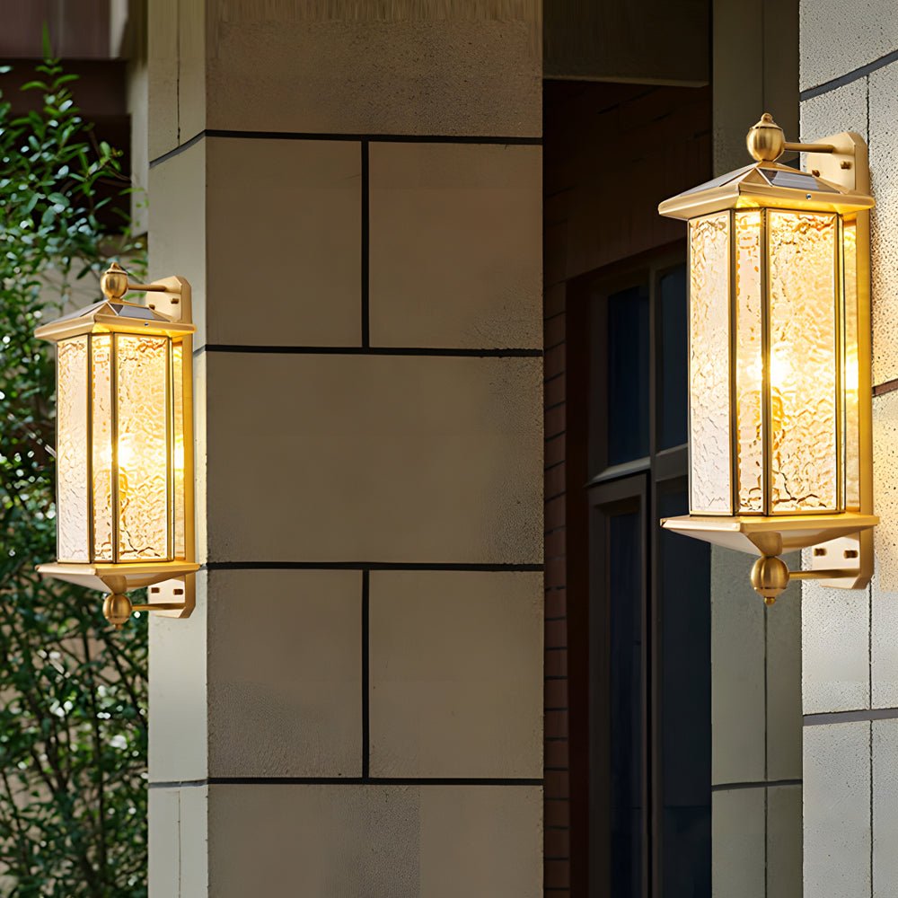Elegant Brass Glass Lantern Copper Outdoor Wall Light - Lamp Outdoor