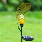 Elegant Curled Leaf Solar Lawn Light LED Outdoor Metal Post Lamp - Lamp Outdoor