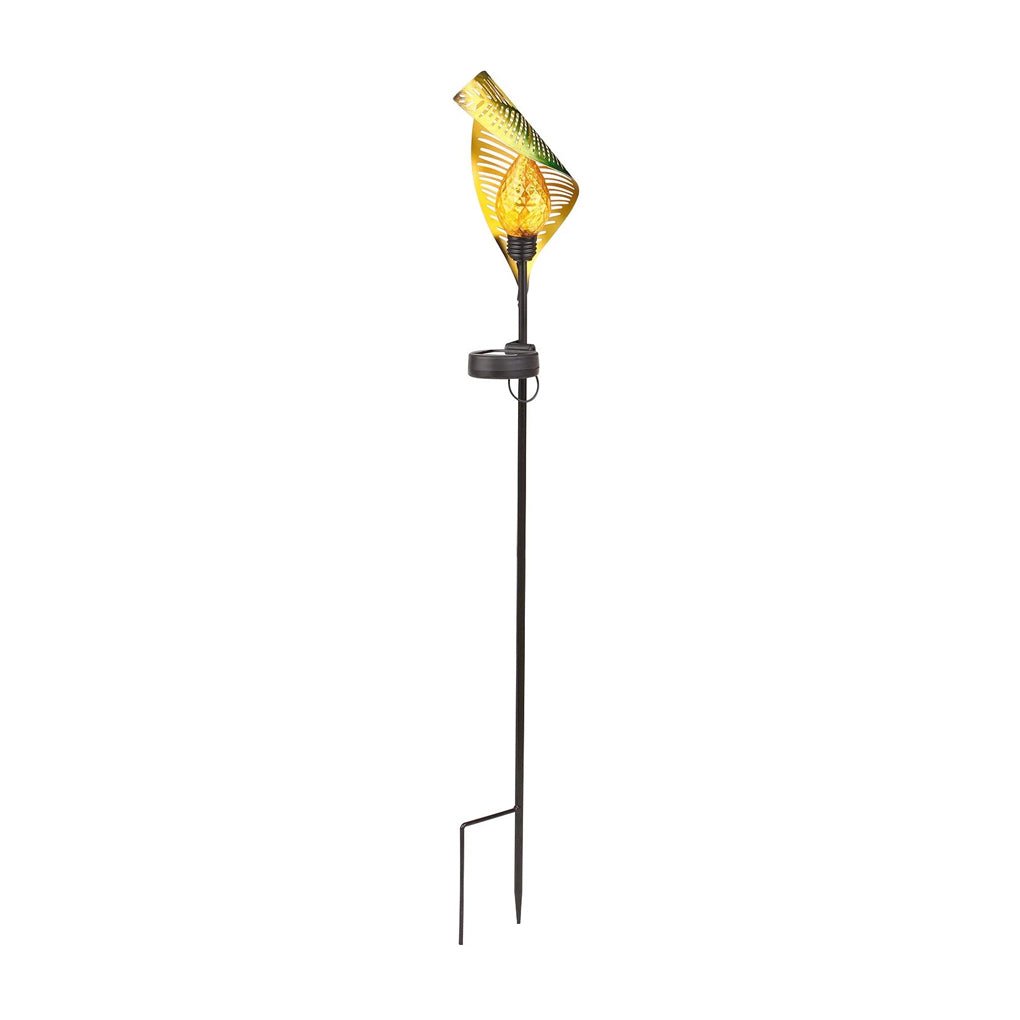 Elegant Curled Leaf Solar Lawn Light LED Outdoor Metal Post Lamp - Lamp Outdoor
