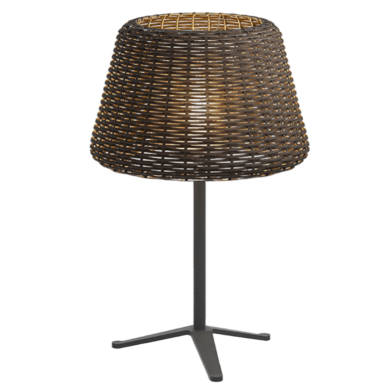 Elegant Rattan Shade LED Outdoor Floor Lamp Pendant Light with Stake and Open-Top Design - Lamp Outdoor