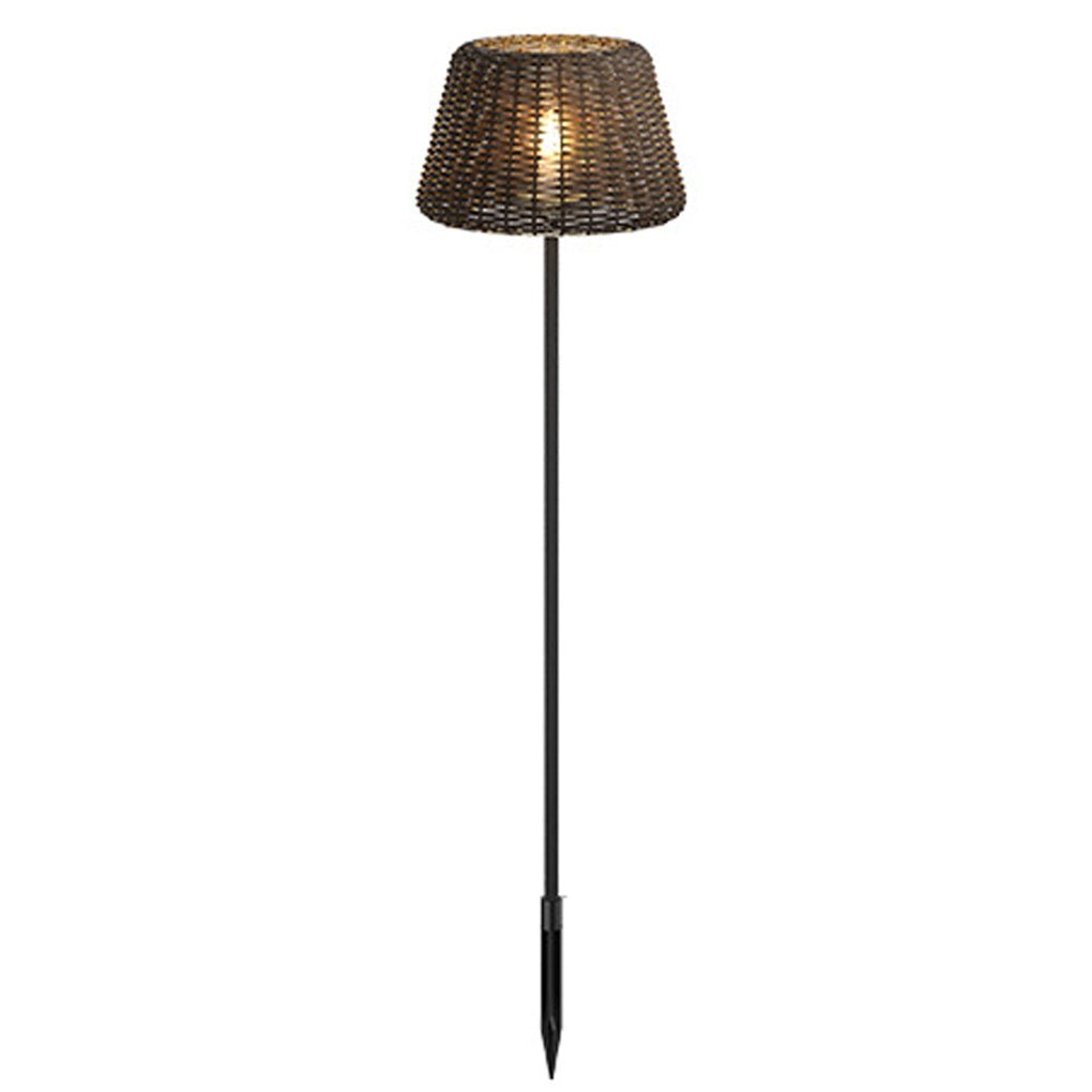 Elegant Rattan Shade LED Outdoor Floor Lamp Pendant Light with Stake and Open-Top Design - Lamp Outdoor