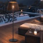 Elegant Rattan Shade LED Outdoor Floor Lamp Pendant Light with Stake and Open-Top Design - Lamp Outdoor