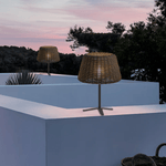 Elegant Rattan Shade LED Outdoor Floor Lamp Pendant Light with Stake and Open-Top Design - Lamp Outdoor