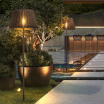 Elegant Rattan Shade LED Outdoor Floor Lamp Pendant Light with Stake and Open-Top Design - Lamp Outdoor