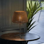 Elegant Rattan Shade LED Outdoor Floor Lamp Pendant Light with Stake and Open-Top Design - Lamp Outdoor