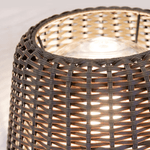 Elegant Rattan Shade LED Outdoor Floor Lamp Pendant Light with Stake and Open-Top Design - Lamp Outdoor