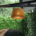 Elegant Rattan Shade LED Outdoor Floor Lamp Pendant Light with Stake and Open-Top Design - Lamp Outdoor