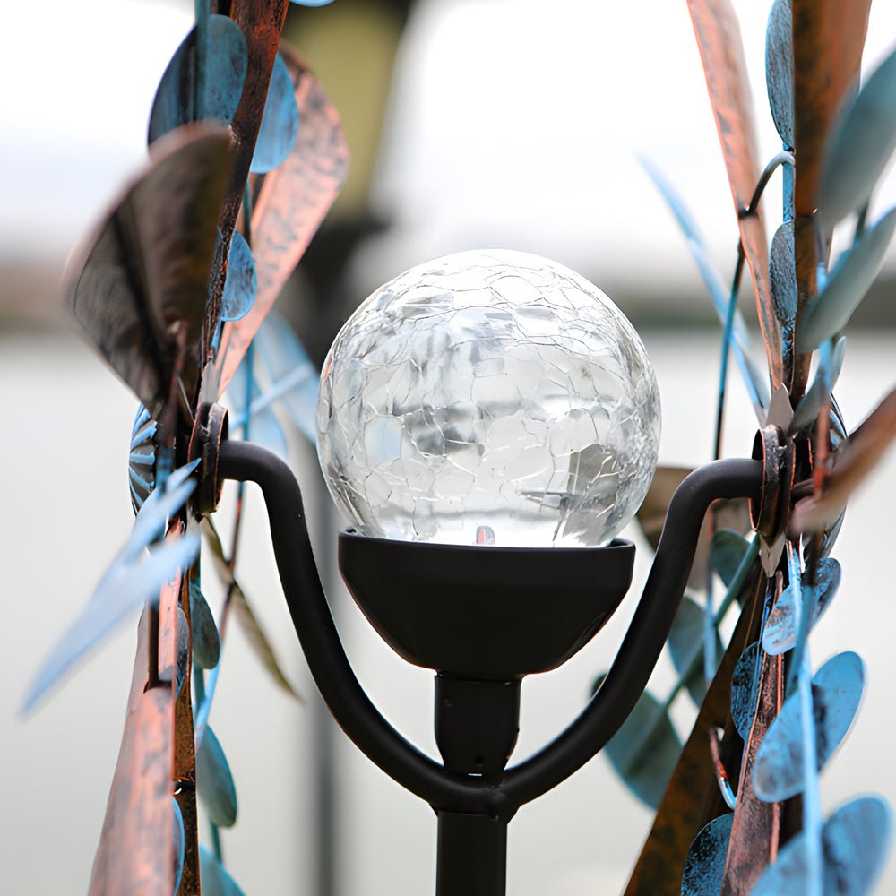 Elegant Vintage Iron Wind Spinner Solar Garden Stake Lights 2Pcs - Lamp Outdoor