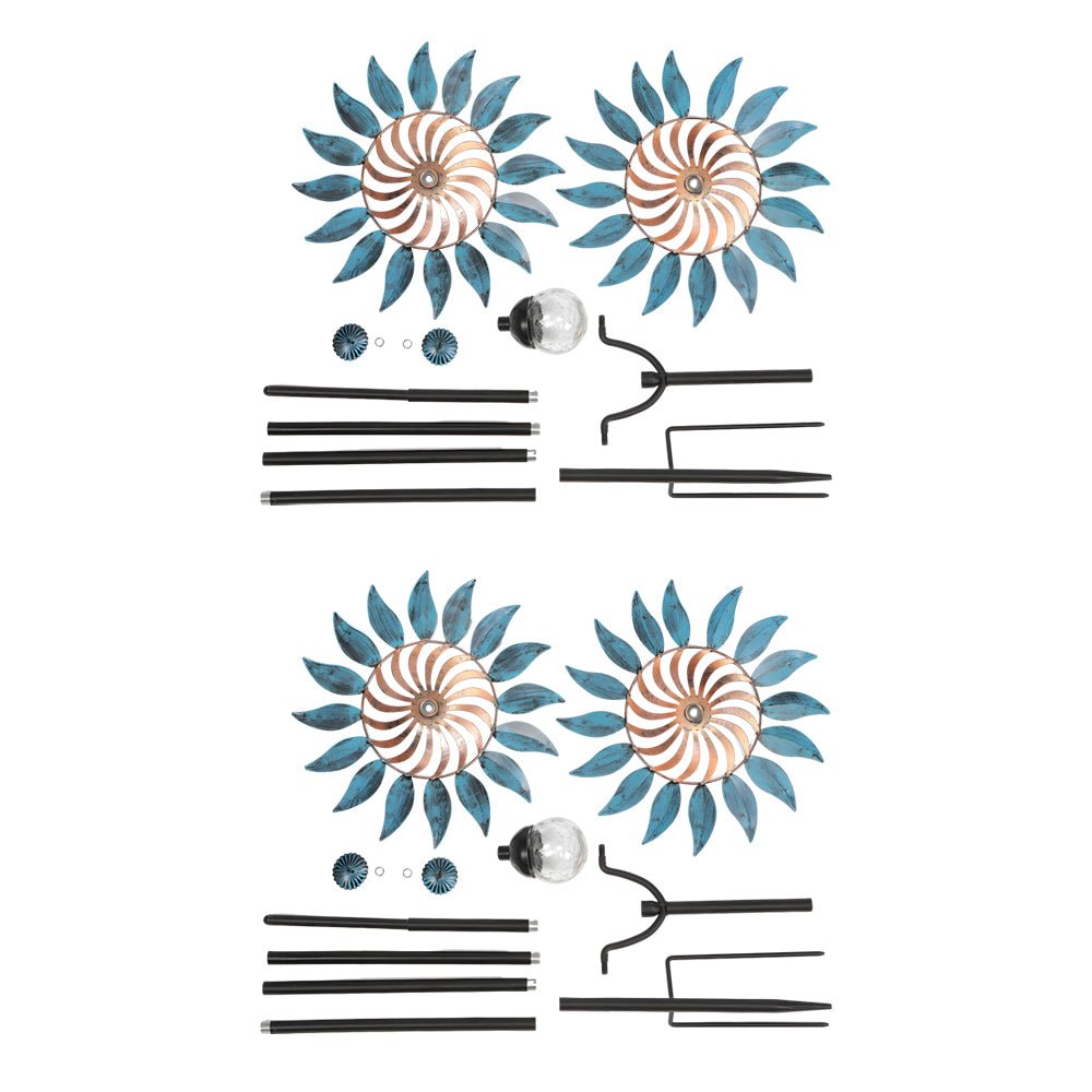Elegant Vintage Iron Wind Spinner Solar Garden Stake Lights 2Pcs - Lamp Outdoor