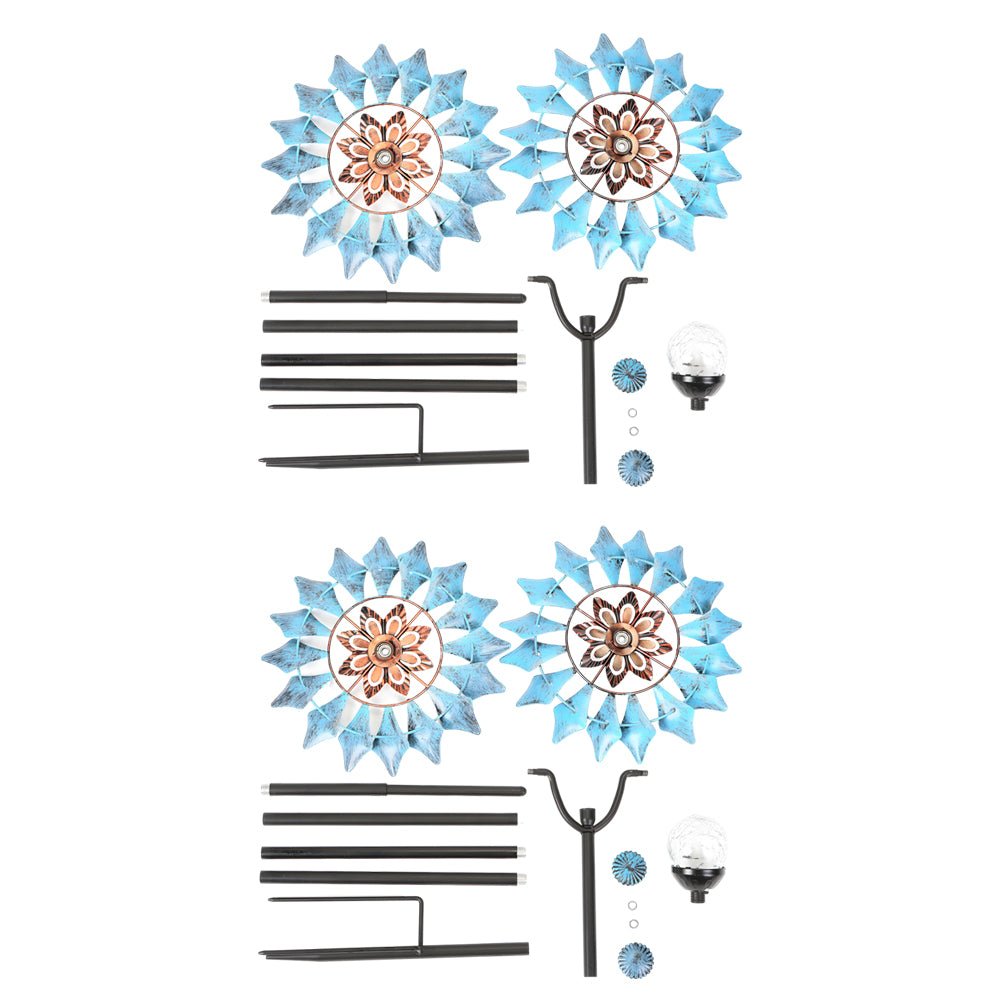 Elegant Vintage Iron Wind Spinner Solar Garden Stake Lights 2Pcs - Lamp Outdoor