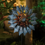 Elegant Vintage Iron Wind Spinner Solar Garden Stake Lights 2Pcs - Lamp Outdoor
