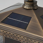 European Square Hardwired/Solar Copper Outdoor Column Light with Glass Shade - Bronze - Lamp Outdoor