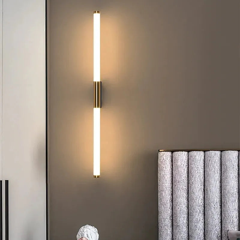 Moren Minimalist Linear Metal Wall Lamp, Gold - Lamp Outdoor