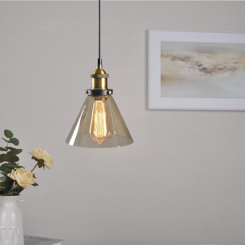 June Industrial Glass Pendant Light Clear/Amber/Smoke Grey - Lamp Outdoor