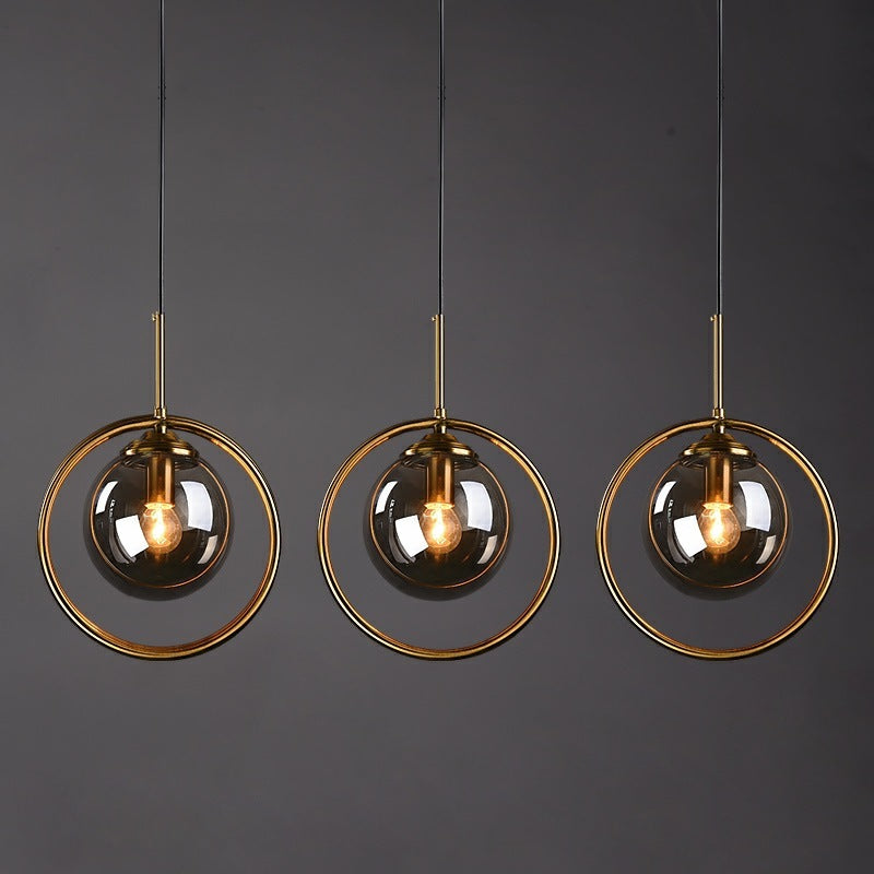 Zoey Glass Pendant Light with a Metal Ring - Lamp Outdoor